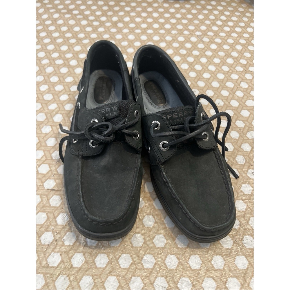 Women's Sperry Bluefish 2 Eyed Black Boat Shoes Size 6.5M